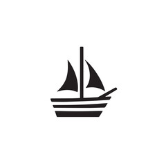 Boat Icon Symbol Black and White Illustration Nautical Ship Sail Marine Ocean Travel Vector
