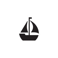 Boat Icon Symbol Black and White Illustration Nautical Ship Sail Marine Ocean Travel Vector