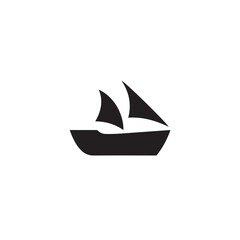 Boat Icon Symbol Black and White Illustration Nautical Ship Sail Marine Ocean Travel Vector