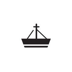 Boat Icon Symbol Black and White Illustration Nautical Ship Sail Marine Ocean Travel Vector