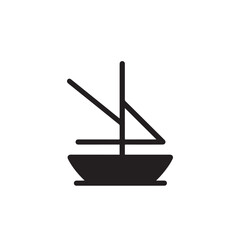 Boat Icon Symbol Black and White Illustration Nautical Ship Sail Marine Ocean Travel Vector