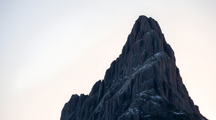 Close up of a mountain peak in summer morning