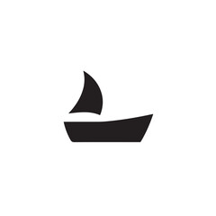 Boat Icon Symbol Black and White Illustration Nautical Ship Sail Marine Ocean Travel Vector