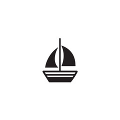 Boat Icon Symbol Black and White Illustration Nautical Ship Sail Marine Ocean Travel Vector