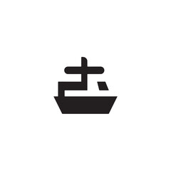 Boat Icon Symbol Black and White Illustration Nautical Ship Sail Marine Ocean Travel Vector