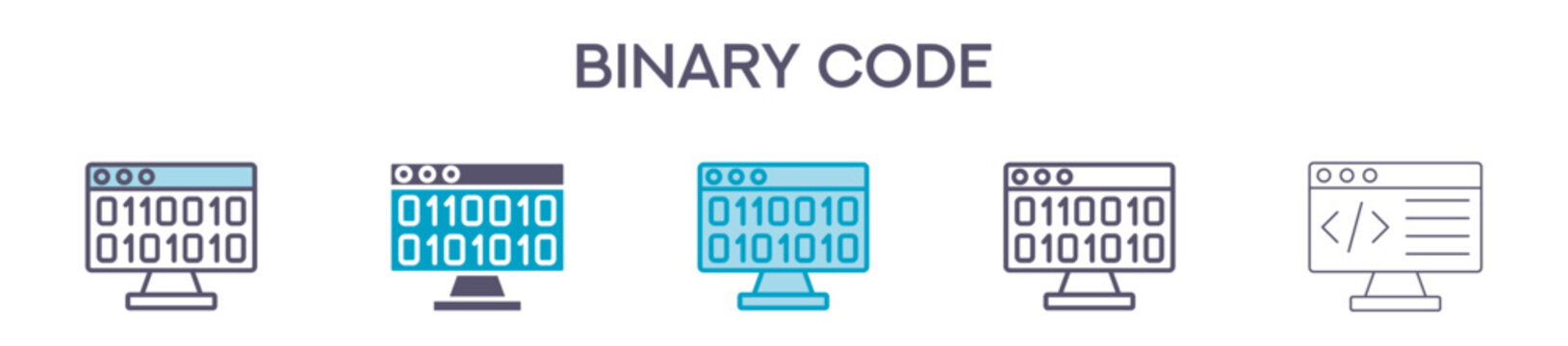 Binary Code Icon Pack For Graphic Design - Multiple Styles