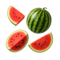 Fresh Watermelon Fruits Isolated on White Background
