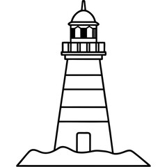 Minimal Lighthouse Outline Vector Design 