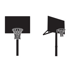 Set of Basketball hoop silhouette vector illustration isolated on Transparent Background.