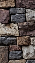 Fototapeta premium Rustic Stone Wall Background with Irregular Rock Blocks and Organic Structure
