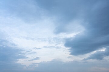 Cloudy sky with varying shades of blue and gray High resolution image of atmospheric clouds
