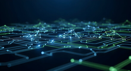 Abstract technology. Dynamic abstract circuit board design with glowing lines and data points, perfect for tech and innovation projects