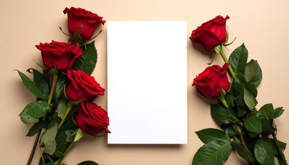 Obraz premium Elegant Red Roses and Blank Card