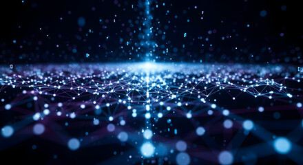 Abstract technology background. Dynamic digital network concept with interconnected lines and glowing dots, perfect for tech, AI, and data visualization