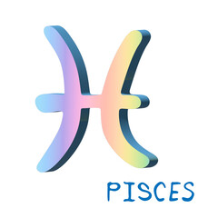 Fototapeta premium 3d pisces zodiac sign Astrology clipart Element for design
