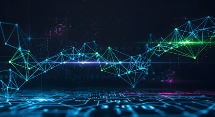 Abstract technology. Dynamic abstract circuit board design with glowing lines and data points, perfect for tech and innovation projects