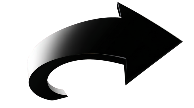 Curved 3D Black And White Gradient Arrow