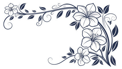 Vector art of elegant floral corner frame with white flowers and dark leaves, a decorative design element for invitations, cards, and various creative projects ©  AMINA 1122