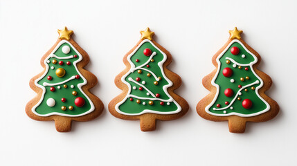 &ldquo;Christmas Tree-Shaped Cake on White Background &ndash; Holiday Dessert and Party Concept&rdquo;