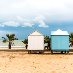 Beach huts on a sandy shore (1)