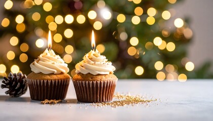 Festive Cupcakes with Christmas Lights