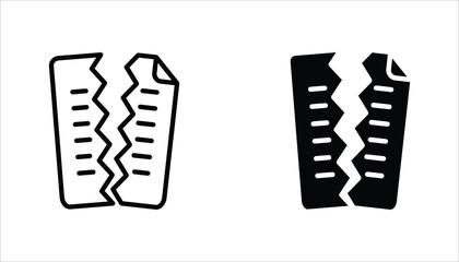 Broken File Icon set. Corrupted file symbol. Vector Illustration for web design. Isolated on white background.