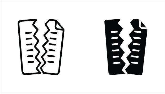 Broken File Icon set. Corrupted file symbol. Vector Illustration for web design. Isolated on white background.