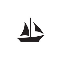 Boat Icon Symbol Black and White Illustration Nautical Ship Sail Marine Ocean Travel Vector