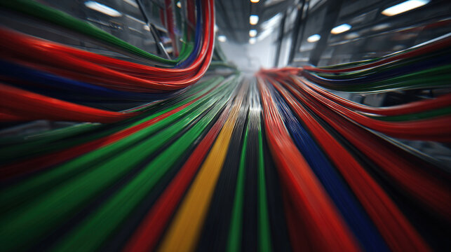 clean cable management art shot color coded wires perfectly aligned minimalistic illustration concept scene visual for commercial design use high detail quality stock image illustration concept scene 