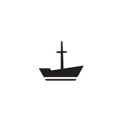 Boat Icon Symbol Black and White Illustration Nautical Ship Sail Marine Ocean Travel Vector