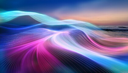pastel colored abstract ocean fluid lines digital lightscape