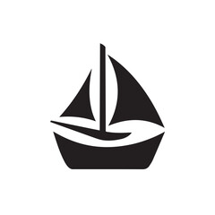 Boat Icon Symbol Black and White Illustration Nautical Ship Sail Marine Ocean Travel Vector