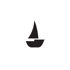 Boat Icon Symbol Black and White Illustration Nautical Ship Sail Marine Ocean Travel Vector