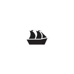 Boat Icon Symbol Black and White Illustration Nautical Ship Sail Marine Ocean Travel Vector