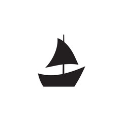 Boat Icon Symbol Black and White Illustration Nautical Ship Sail Marine Ocean Travel Vector