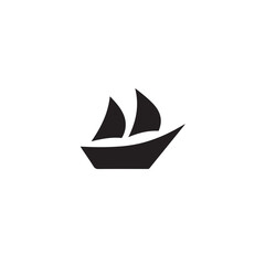 Boat Icon Symbol Black and White Illustration Nautical Ship Sail Marine Ocean Travel Vector