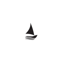 Boat Icon Symbol Black and White Illustration Nautical Ship Sail Marine Ocean Travel Vector