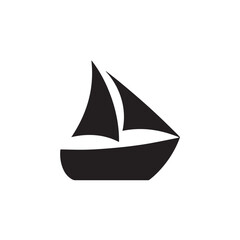 Boat Icon Symbol Black and White Illustration Nautical Ship Sail Marine Ocean Travel Vector