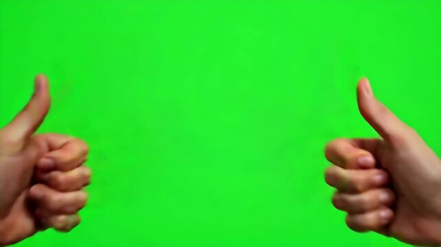 thumbs up sign on green screen