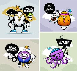 Editable Graffiti_Bizarre cartoon tshirt design