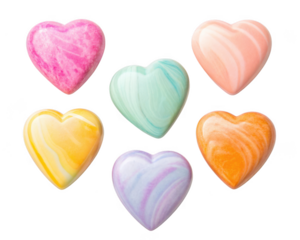 Colorful heart candies isolated on transparent background