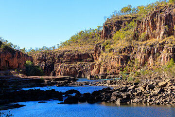 オーストラリア　ノーザンテリトリーのニトミルクのキャサリン渓谷の大自然のプール