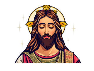 An Elegant and Timeless New Vector Style Jesus Christ Design, Showcasing a Minimalist Artistry on a Transparent Background for Easy Use.