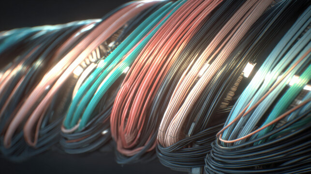 clean cable management art shot color coded wires perfectly aligned minimalistic illustration concept scene visual for commercial design use high detail quality stock image illustration concept scene 