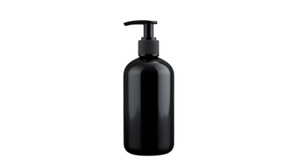 Black pump bottle isolated on transparent background