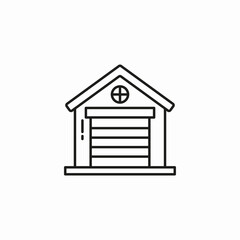 house with garage door icon sign vector