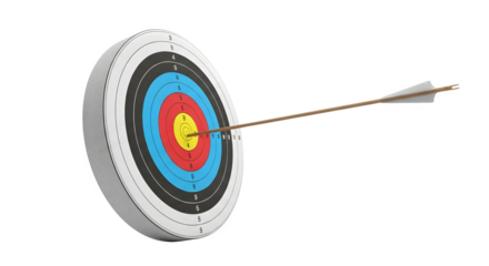 Arrow hitting the center of a target symbolizing success.
