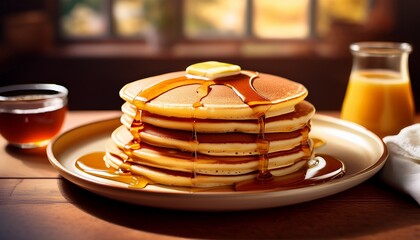 fluffy stack of golden pancakes a delicious breakfast treat delicious