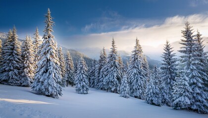 Fototapeta premium winter wonderland featuring snow covered pine trees