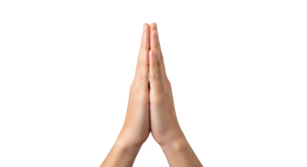 Close up of two hands pressed together in prayer.